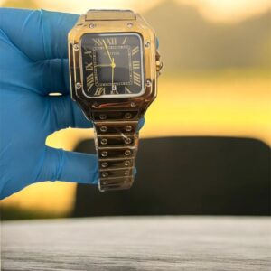 Cartier-Inspired Square Dial Watch - Black