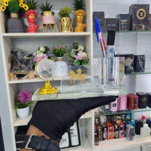 Crystal desk accessory with mini globe