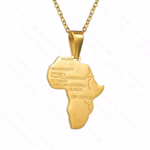 African Jewelry Map Pendant Necklace