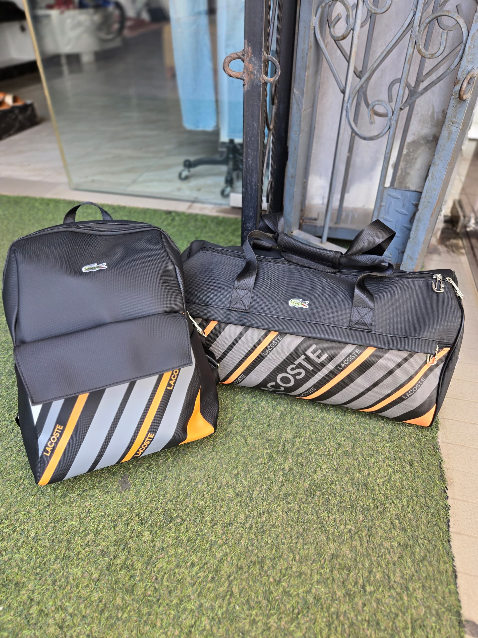 Lacoste Black Backpack & Duffel Bag Set