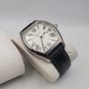 Cartier Silver Leather Strap Watch
