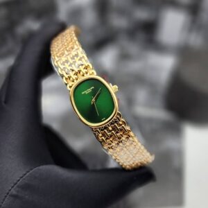 Patek Philippe Oval Green Dial Gold Chain Watch