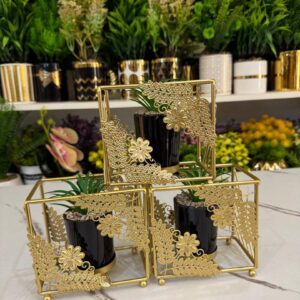 Gold Three-Tiered Floral Planters