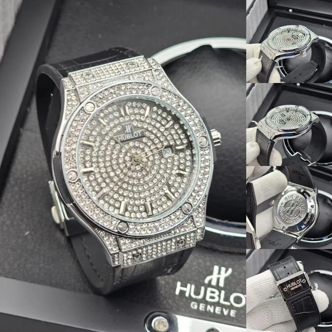 Luxury Hublot Diamond Watch – Black Strap