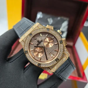 Hublot Diamond-Encrusted Gold Chronograph Watch